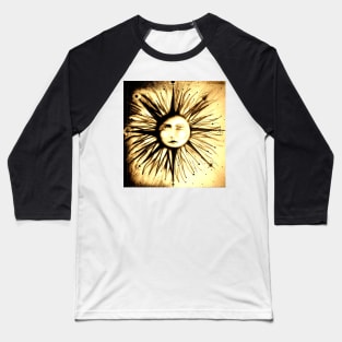 op art sun face astrology stars deco man in moon art Baseball T-Shirt